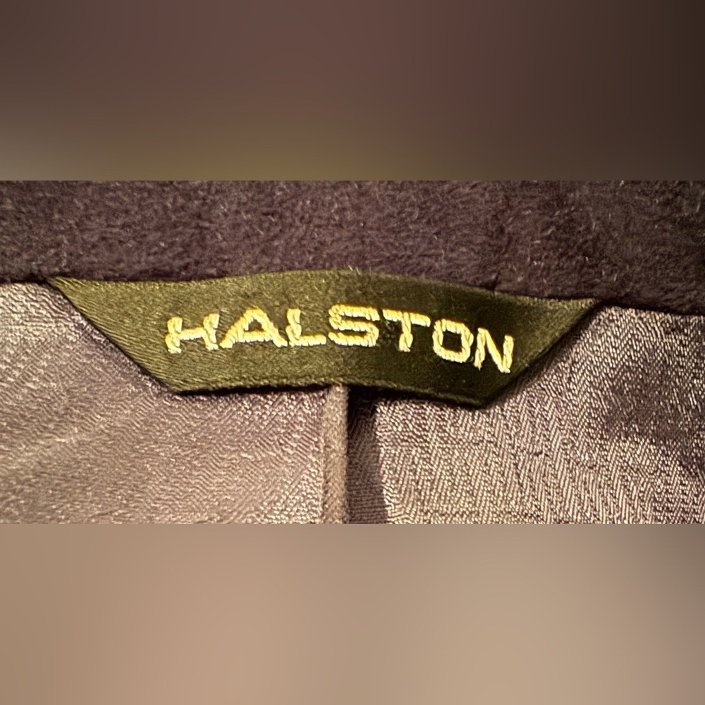 Halston Vintage Women’s Suede Halsuede Navy Blazer with Gold Buttons Size L - Picture 5 of 7